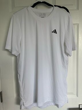 adidas Men’s White Short Sleeve Performance Tee with Black Logo